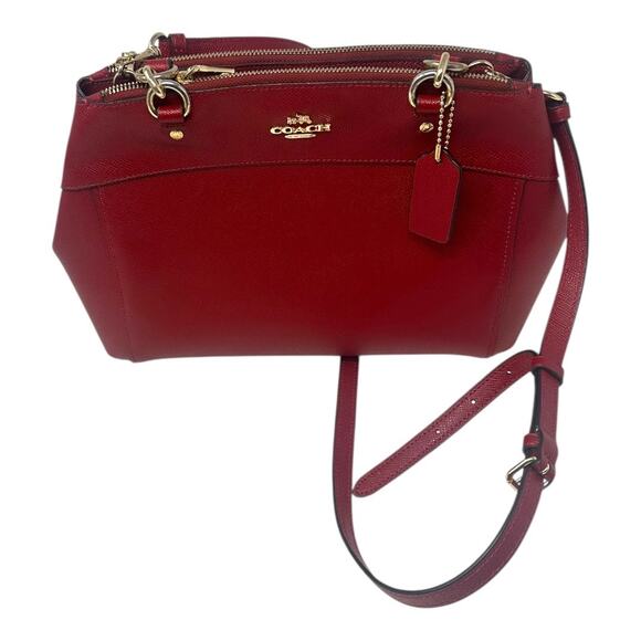 Coach Brooke Carryall Crossbody Bag Red Pebbled Leather - Picture 1 of 8